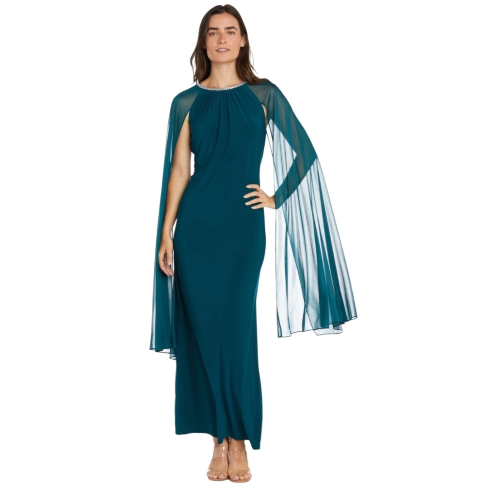 Emerald Green Gown With Cape